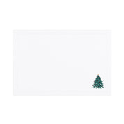 Nazaré white cotton table linen with embroidered Christmas tree and wreath