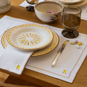 Nazaré white cotton table linen with embroidered Easter motifs