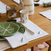 Nazaré white cotton table linen with embroidered Portugal-inspired motifs