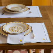 Nazaré white cotton table linen with embroidered Easter motifs